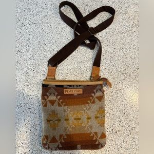 Pendleton Wool Aztec Crossbody Bag Brown Purse Organizer Wallet Handbag